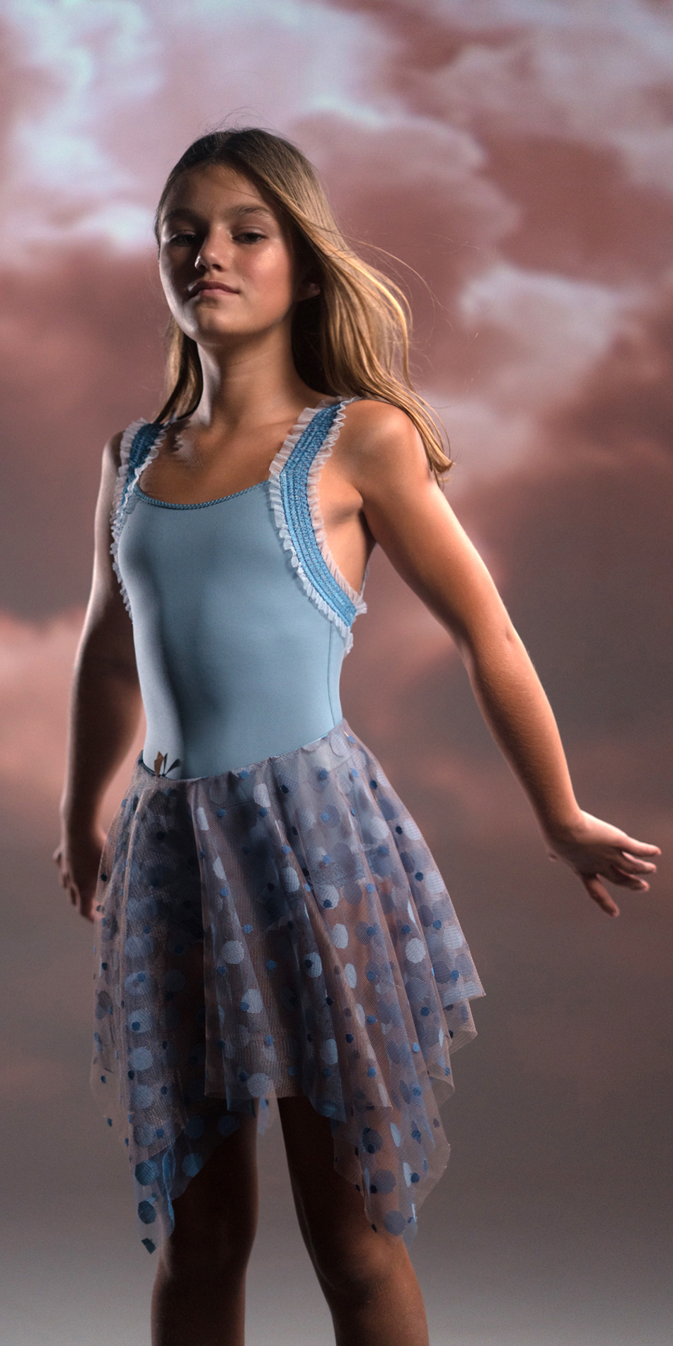 JUNIOR JUMBO POLKA TULLE blue square skirt 1