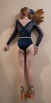 GRES – blue marine draped leotard with long puff sleeves 10