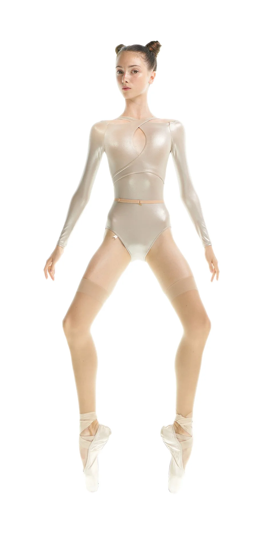 METALLIC ECLIPSE halterneck leotard metallic pearl on