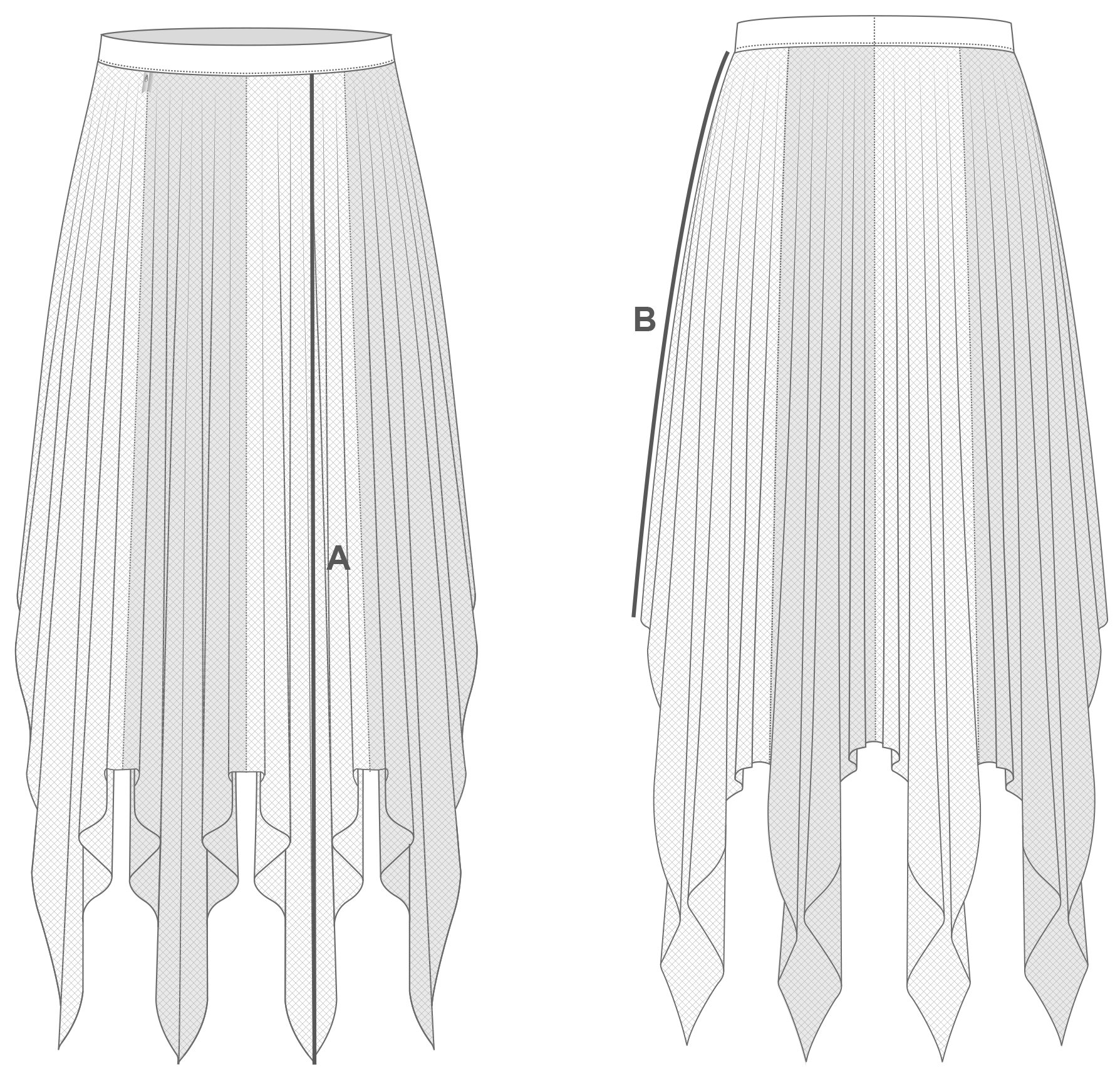 221SK21PN Skirt 8 panel long A B