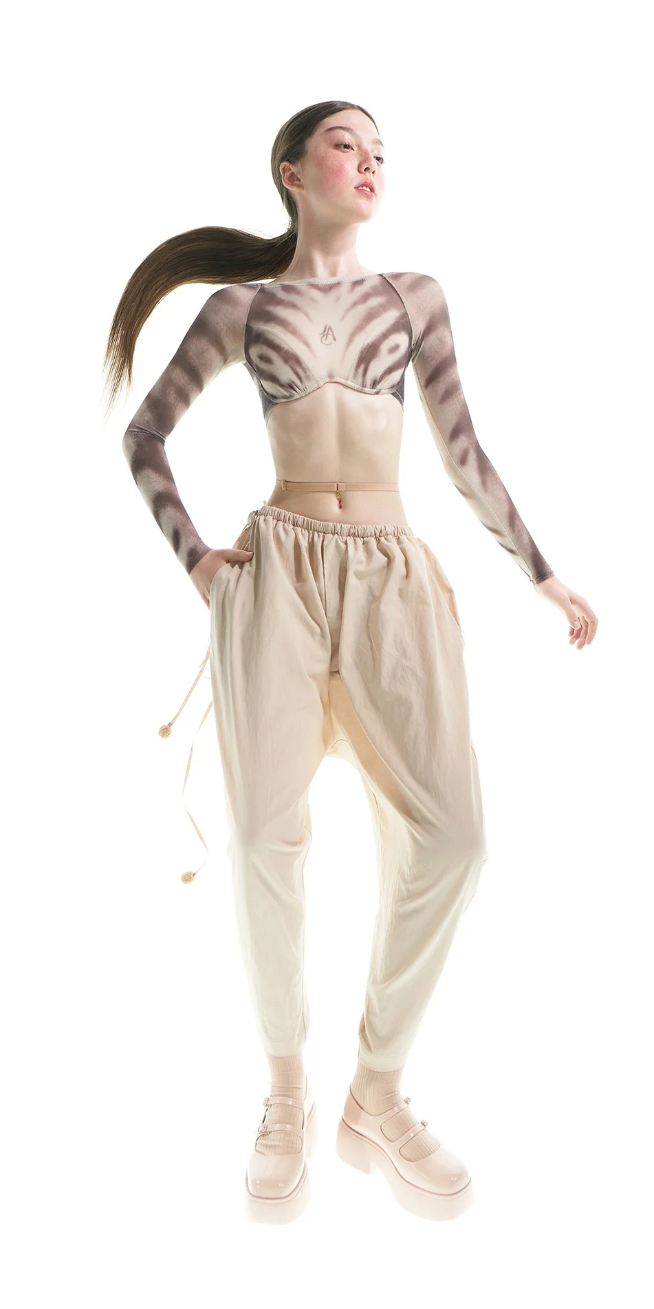 3CROOKED boyfriend baggy pants nude ONOFF 1