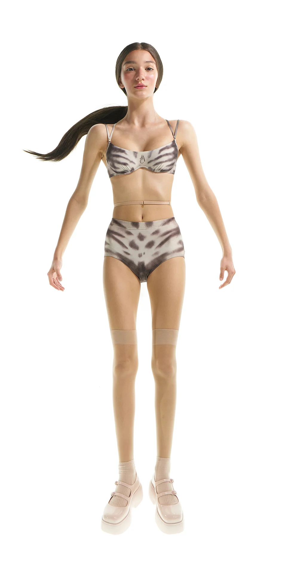 9Tabby CAT fur print boned bralette marshmallow&dark chocolate ONOFF 3