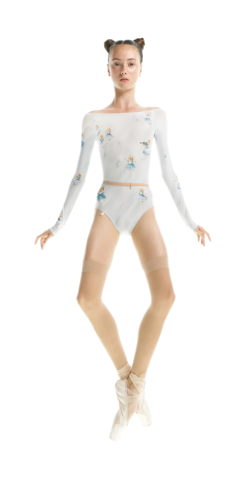MOUSY – boatneck leotard with long sleeves – baby blue on2