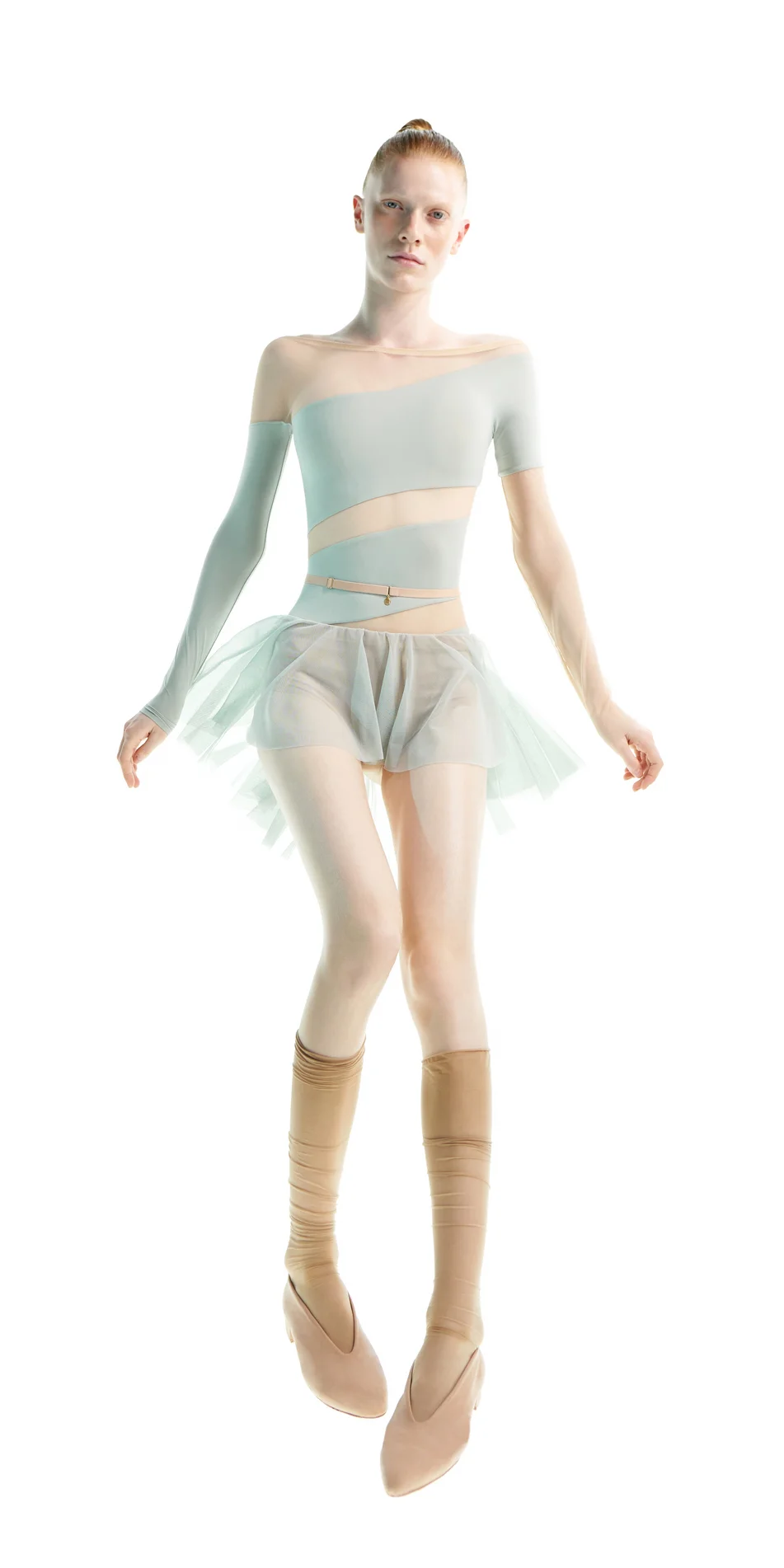 ILLUSION mini skirt with briefs sage 4 copy
