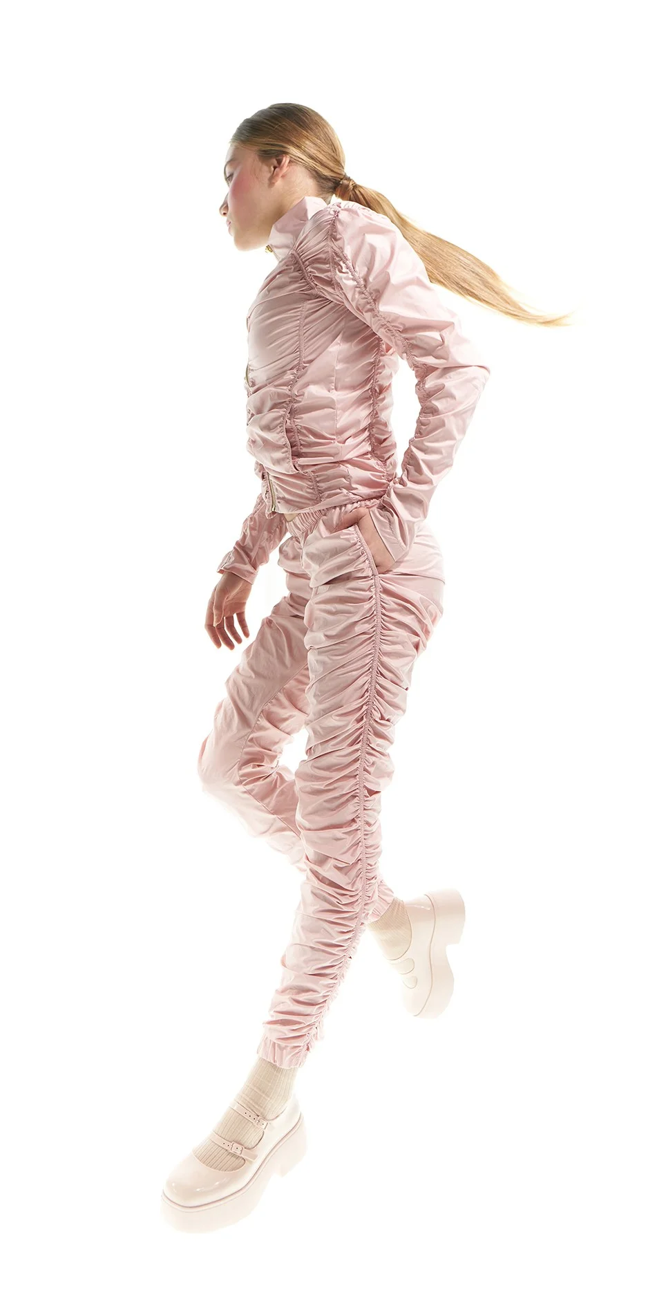 1PARA CUTE draped track pants baby blush ONOFF 4