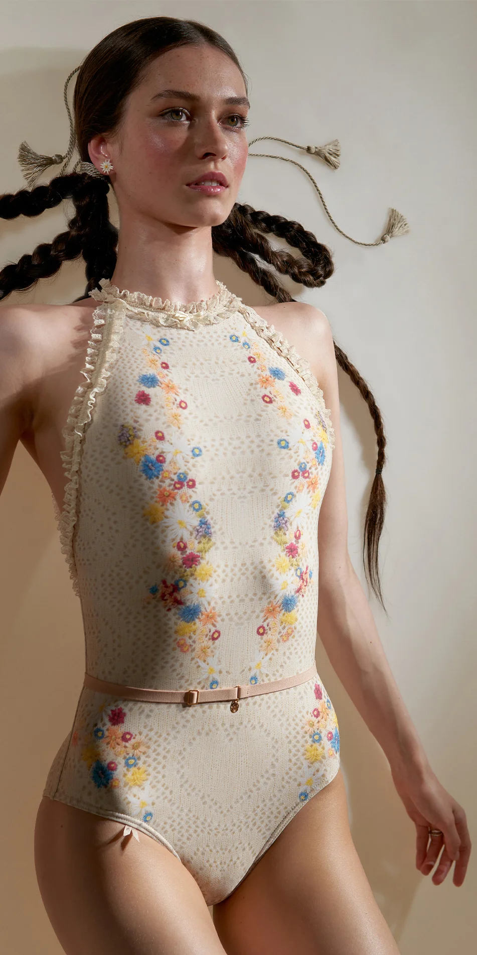 EDELWEISS embroidery print embellished choker leotard edelweissmulticolor 4