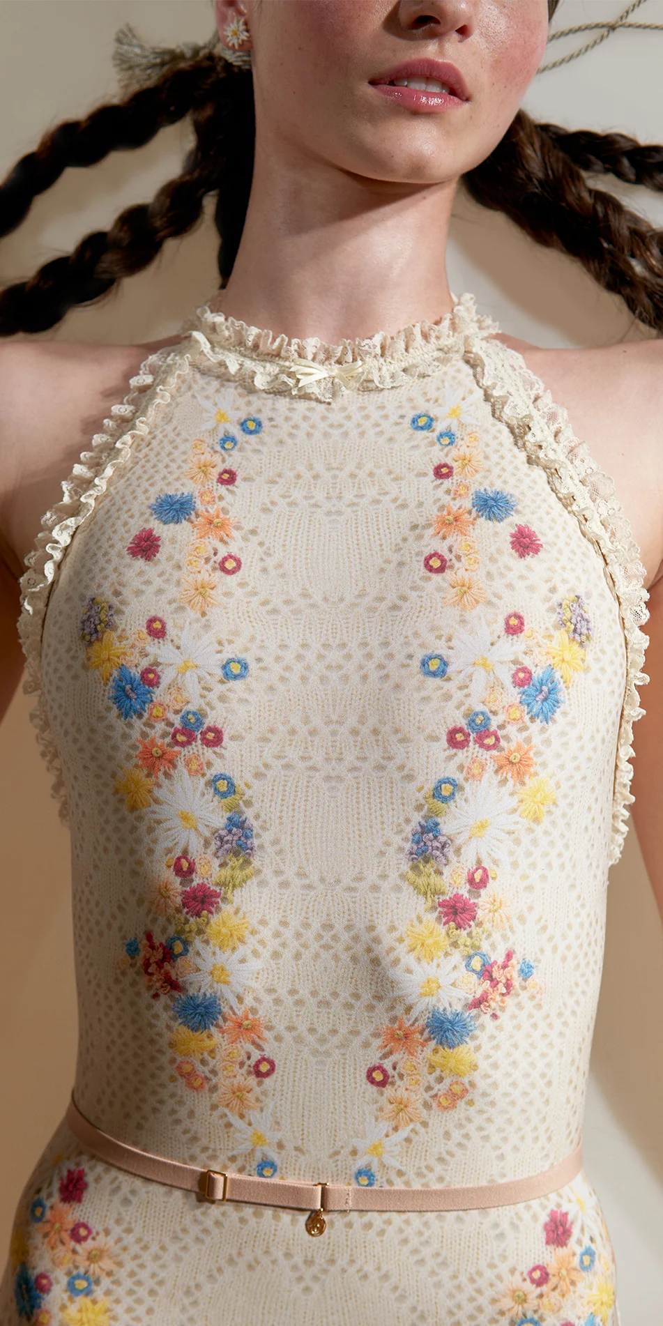 EDELWEISS embroidery print embellished choker leotard edelweissmulticolor 6