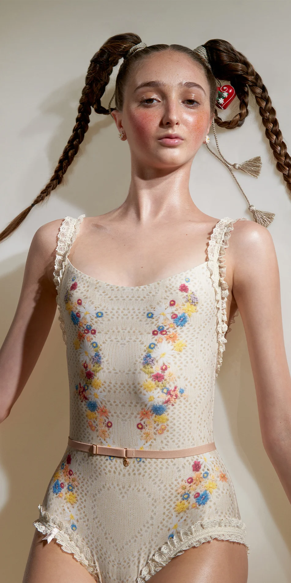 EDELWEISS embroidery print embellished leotard with straps edelweissmulticolor 2