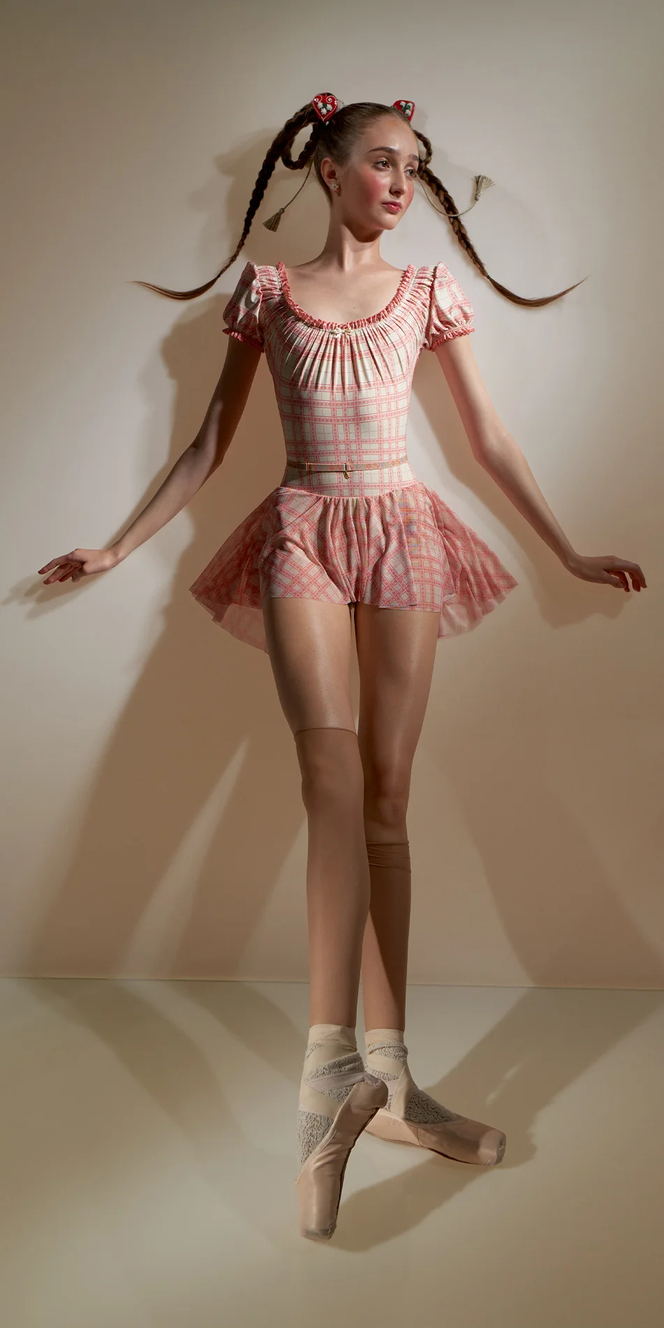 GINGHAM ILLUSION mini skirt with briefs crimson 2