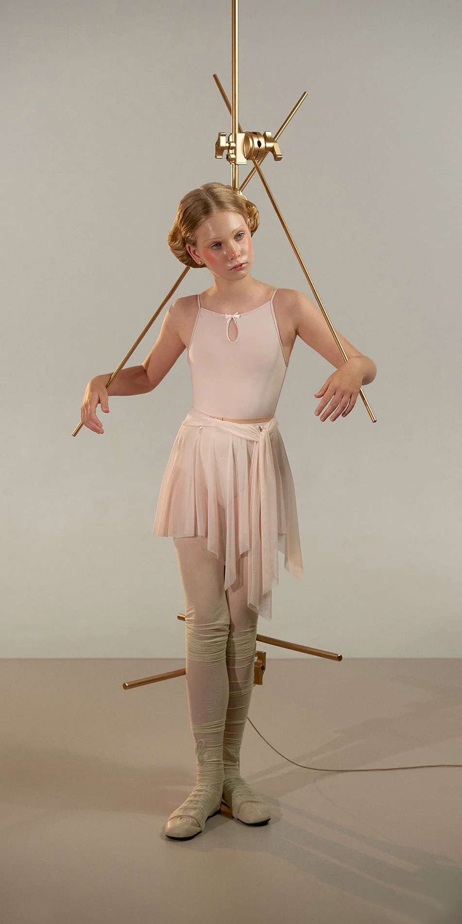 Junior draped wrap skirt in pearl pink front view side look on