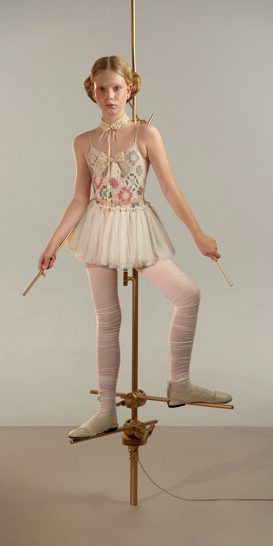 Junior tutu skirt with beads in pink and sage front view on