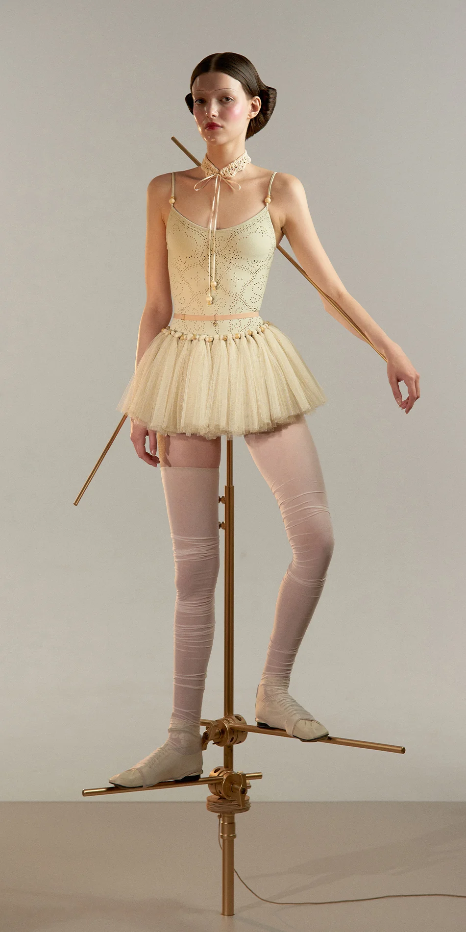 Tutu skirt with beads detail in green tea shade front view on