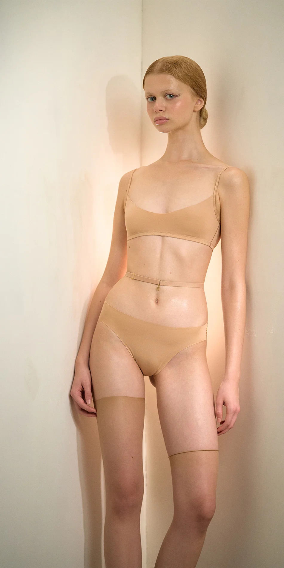 Second skin jersey bralette nude color front view on