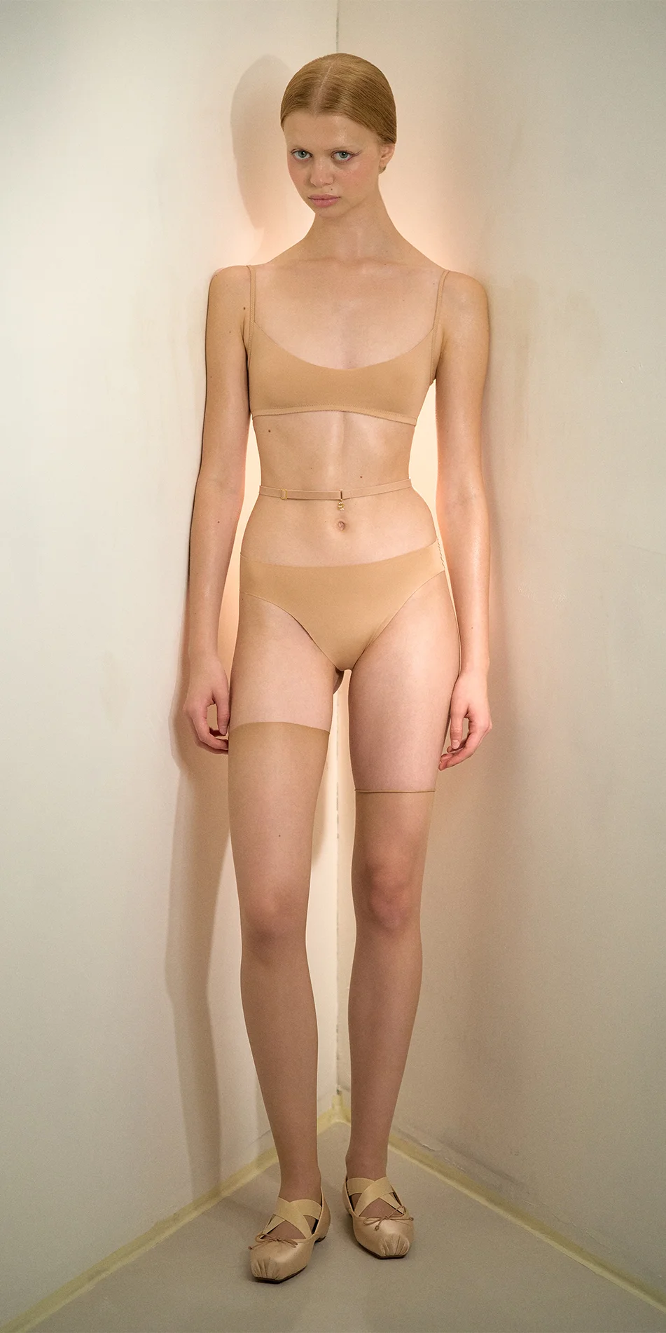 Second skin jersey briefs nude color front view