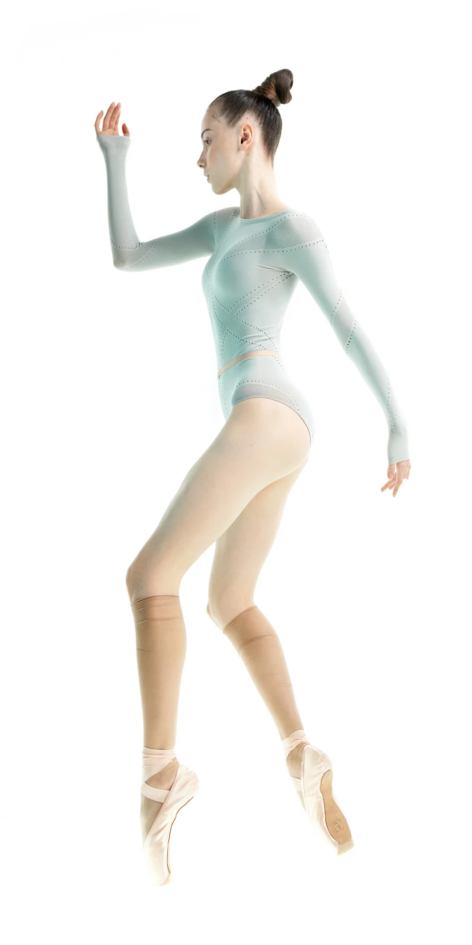 SEAMLESS LACE knitted boatneck leotard sage 7