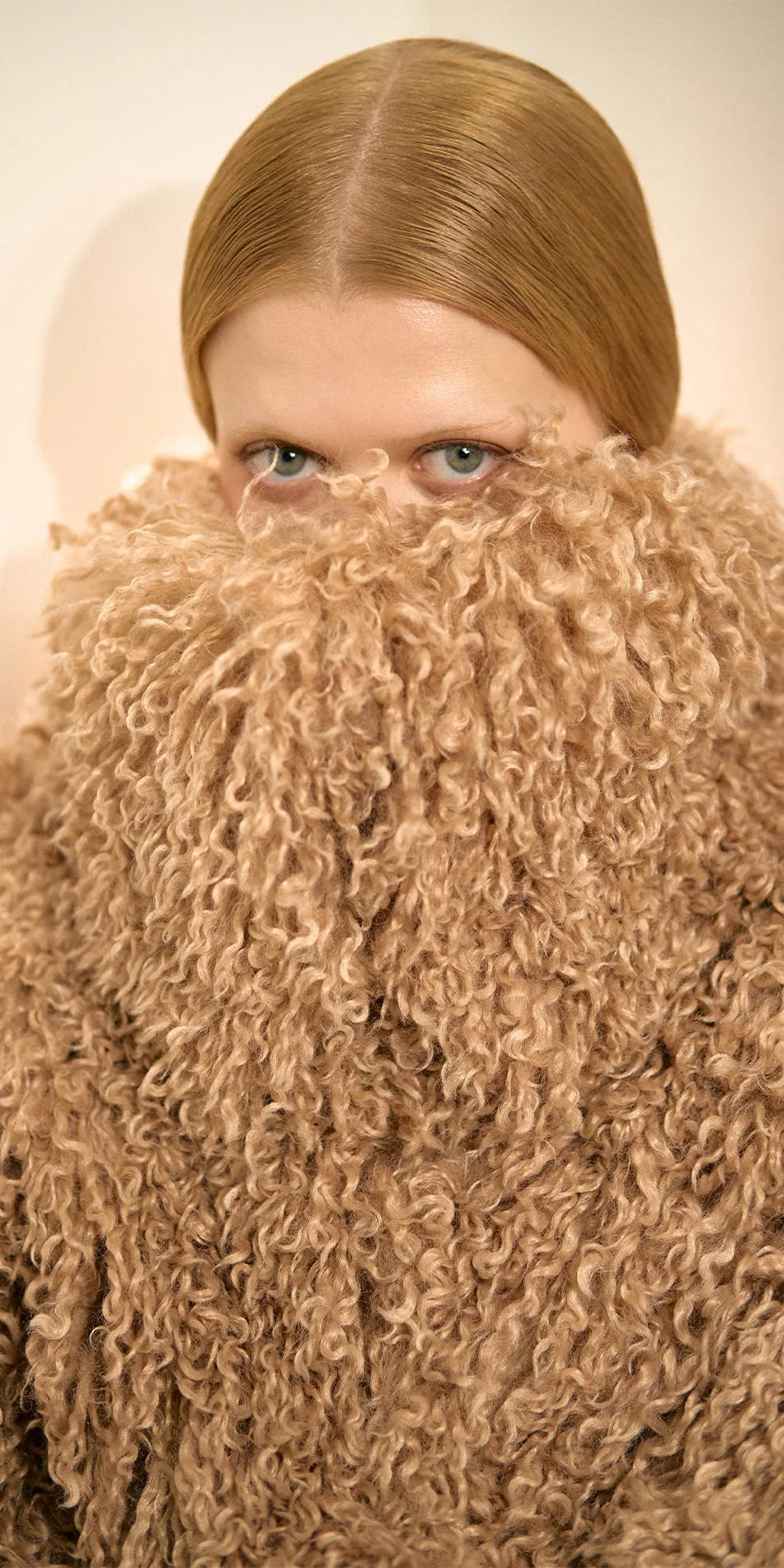 Faux fur jacket nude portrait 1