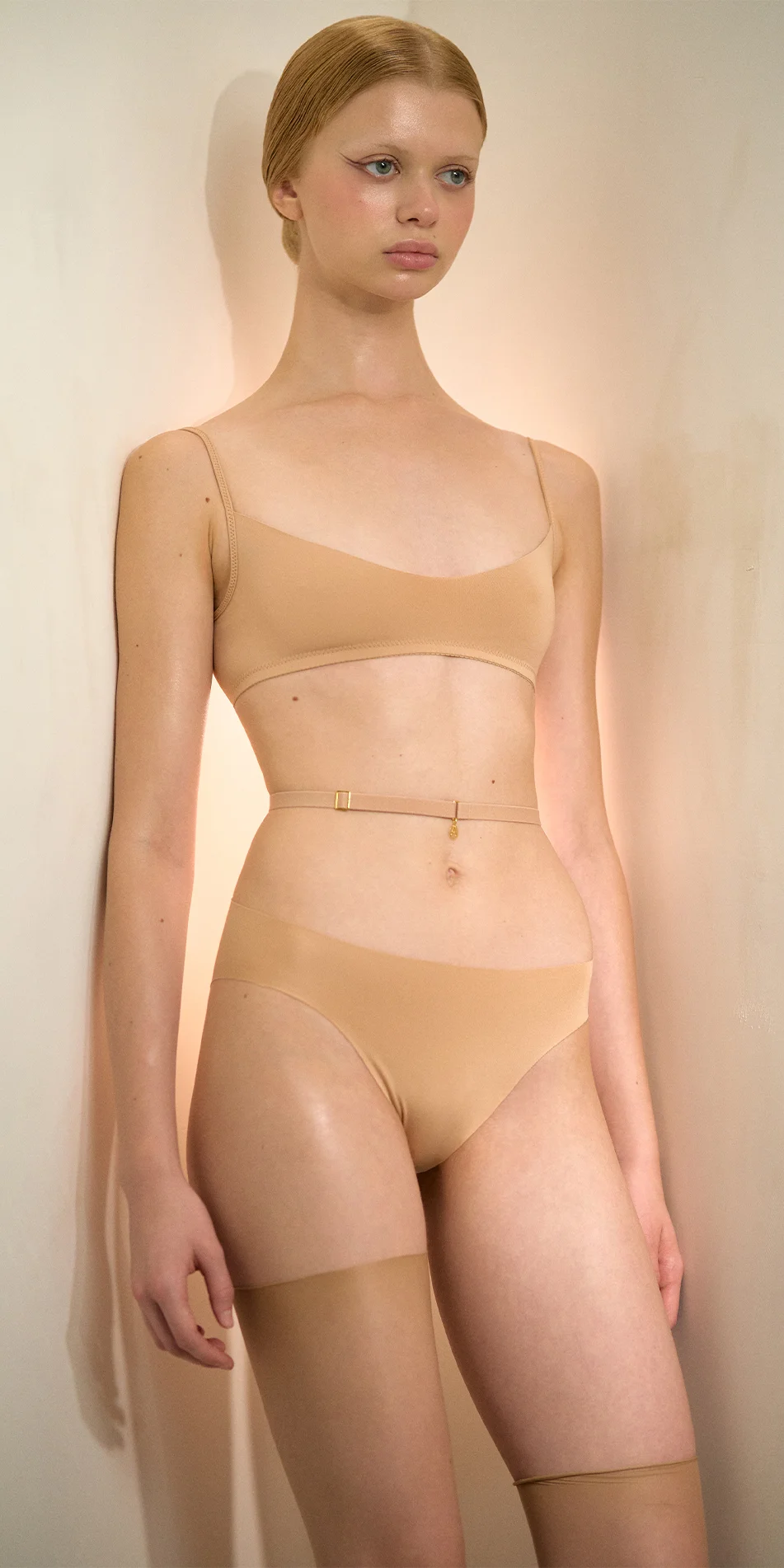Second skin jersey bralette nude color front cropped